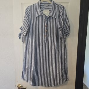 J GEE Striped Gray Midi Dress
